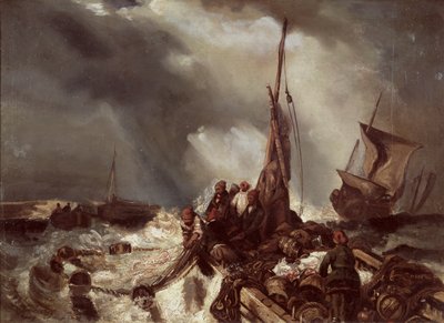 A Fisherman Pulling in a Net, 1868 by Eugene Isabey